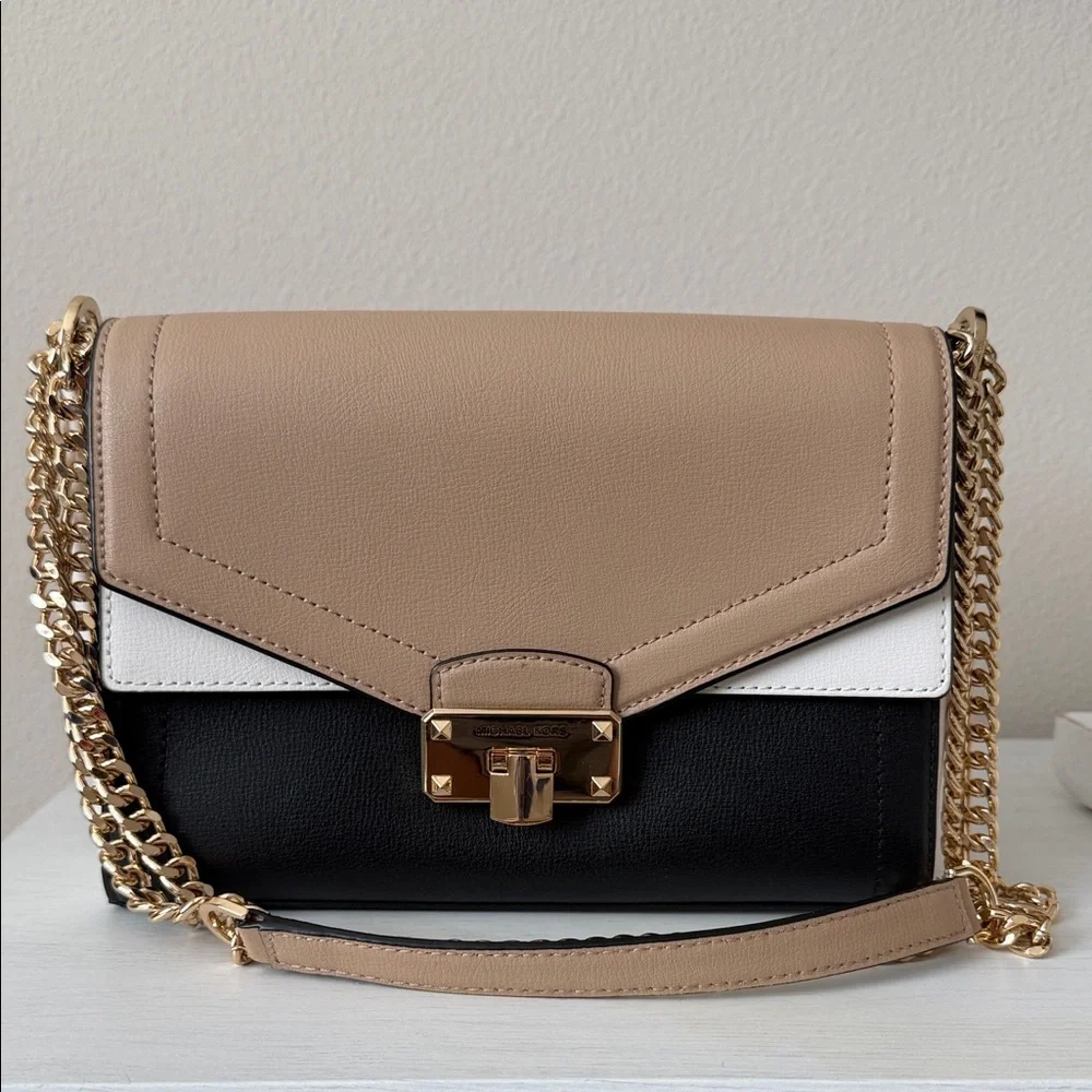 Michael Kors Black, White, and Tan Crossbody Bag - Picture 7 of 7